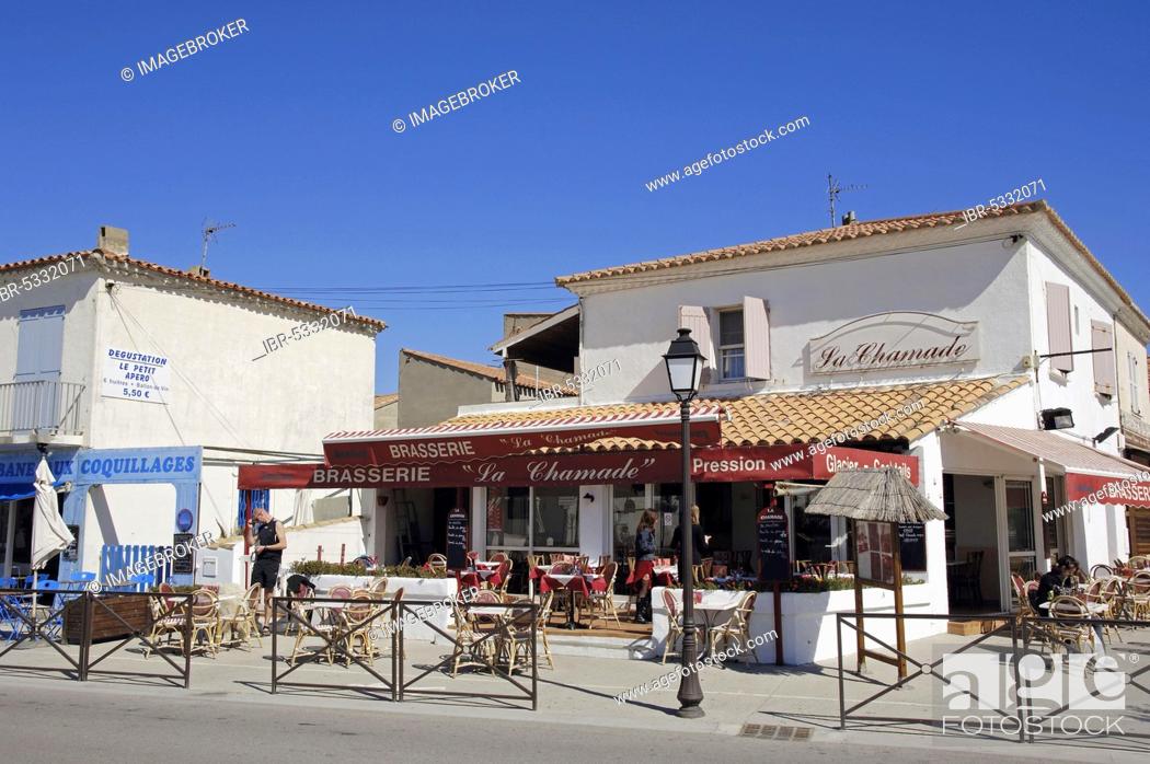 Stock Photo: Restaurant, Les Saintes-Maries-de-la-Mer, Camargue, Bouches-du-Rhone, Provence-Alpes-Cote d'Azur, South of France.