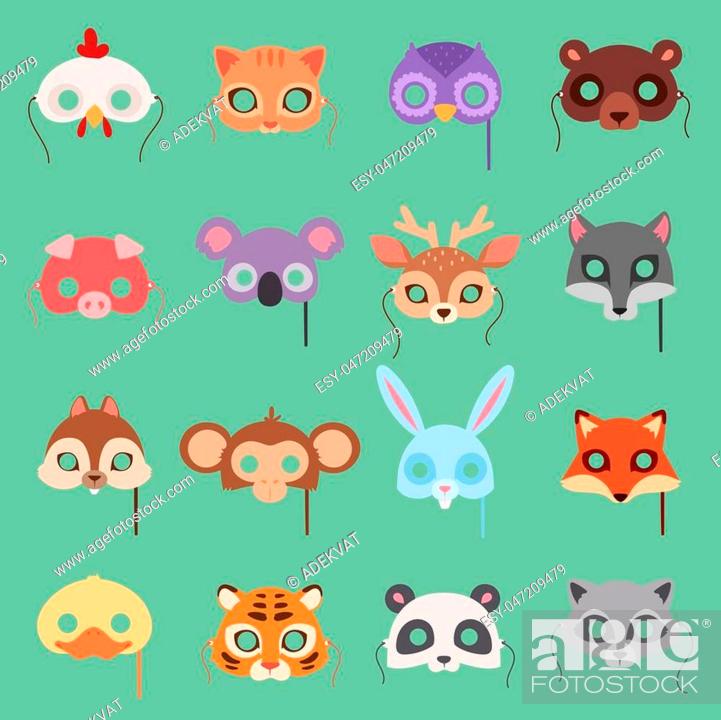 Animals vector carnival kids mask set festival decoration masquerade, Stock  Vector, Vector And Low Budget Royalty Free Image. Pic. ESY-047209479 |  agefotostock