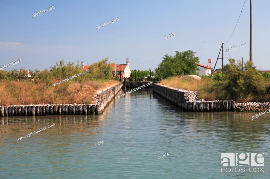 Stock Photo: Italy - Veneto Region - Venice Province - Cavallino-Treporti. Canal at Saccagnana valley.