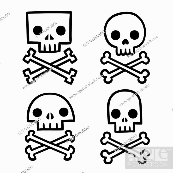 Stylized skull and crossbones doodle set. Different shapes and styles,  Stock Vector, Vector And Low Budget Royalty Free Image. Pic. ESY-047893863  | agefotostock