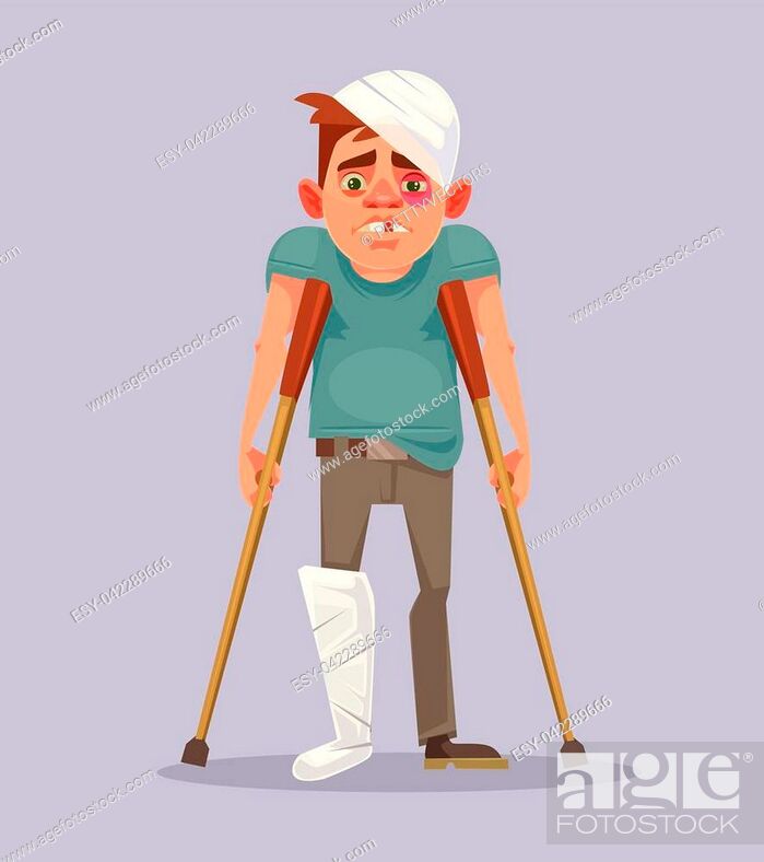 Sad man character with broken leg. Vector flat cartoon illustration, Stock  Vector, Vector And Low Budget Royalty Free Image. Pic. ESY-042289666 |  agefotostock