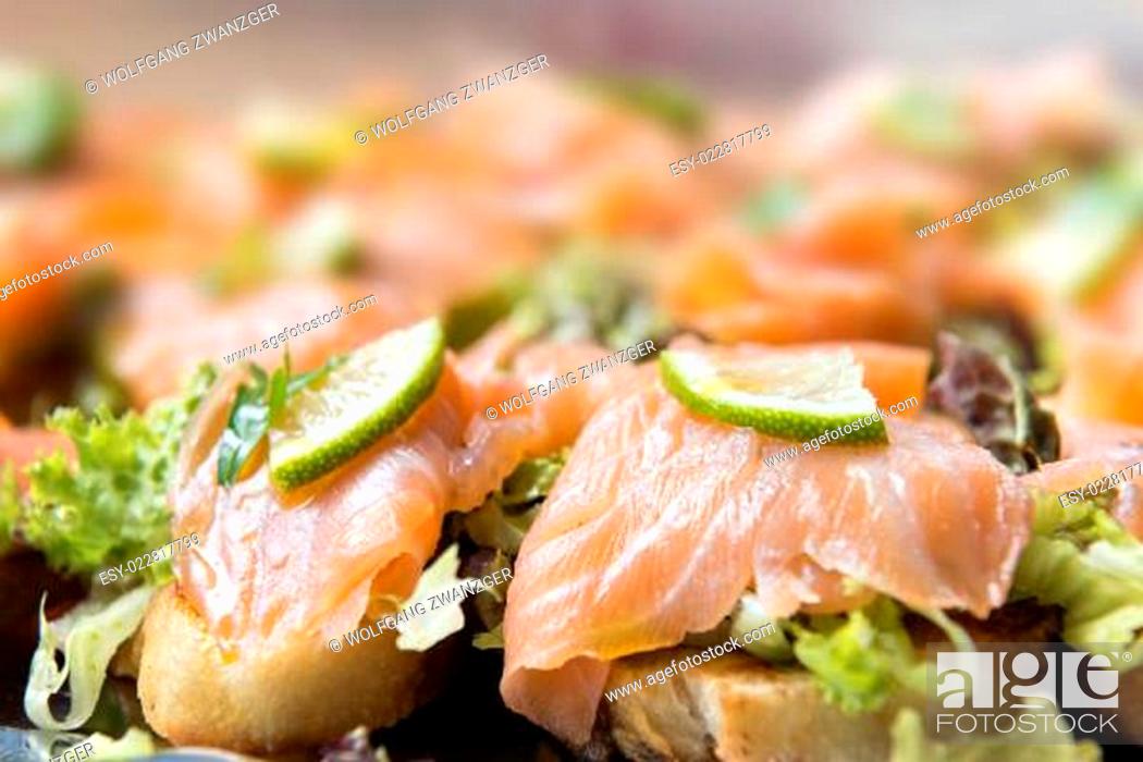 Stock Photo: salmon sandwiches.