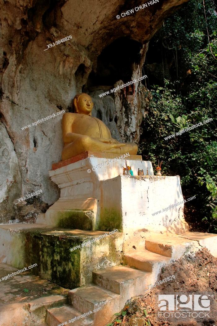 Stock Photo: Buddha Image at the Lower Pak Ou Cave, Luang Prabang, Laos, Asia.