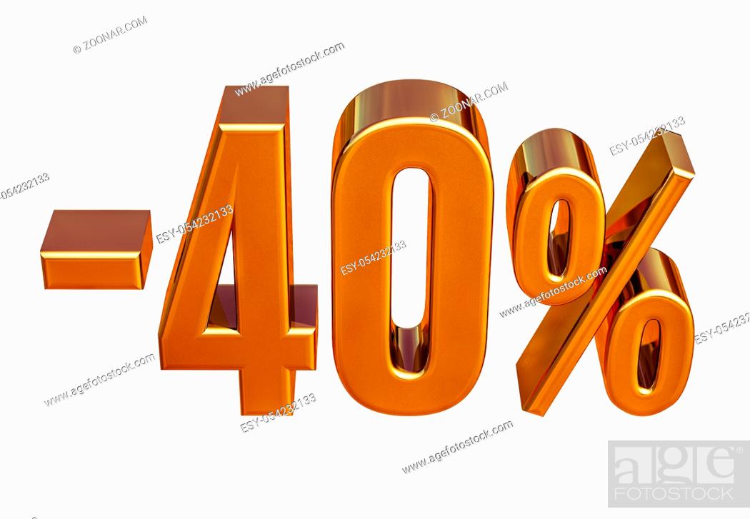 Stock Photo: Gold Sale -40%, Gold Percent Off Discount Sign, Sale Banner Template, Special Offer -40% Off Discount Tag, Minus Forty Percent Sticker, Gold Sale Symbol.