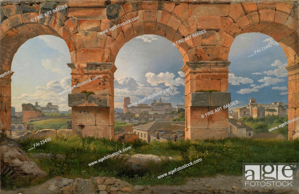Stock Photo: View through Three Arches of the Third Storey of the Colosseum. Eckersberg, Christoffer-Wilhelm (1783-1853). Oil on canvas. Classicism. 1815. Denmark.