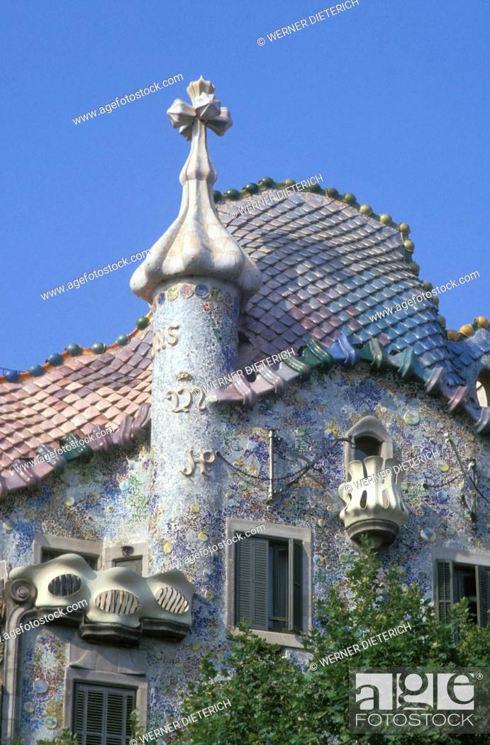 Stock Photo: Casa Batllo, by Antoni Gaudi, UNESCO World Heritage Site, Passeig de Gracia, Barcelona, Catalonia, Spain, Europe.