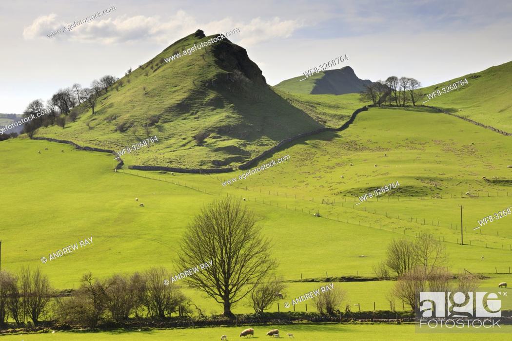 Stock Photo: Chrome and Parkhouse Hills in the Peak District National Park captured from Hitter Hill on a morning in late April.