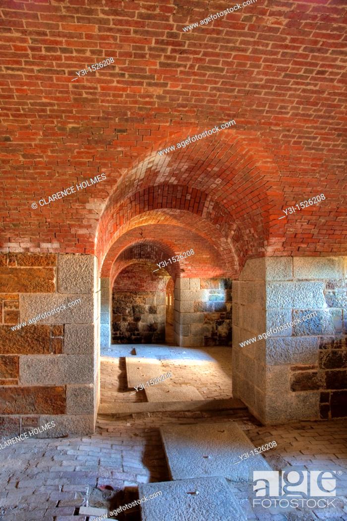 Stock Photo: Interior passageways of Fort Knox, in Prospect, Maine, USA. The fort was built to protect the entrance to the Penobscot river.