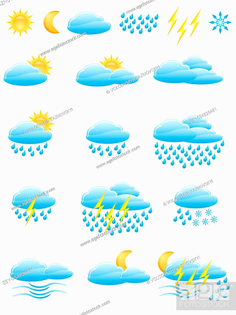 Stock Photo: icons of weather vector illustration isolated on white background.