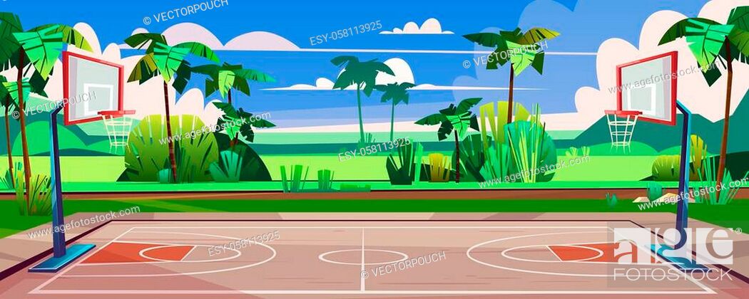 Vector cartoon background of basketball court on street, Stock Vector,  Vector And Low Budget Royalty Free Image. Pic. ESY-058113925 | agefotostock
