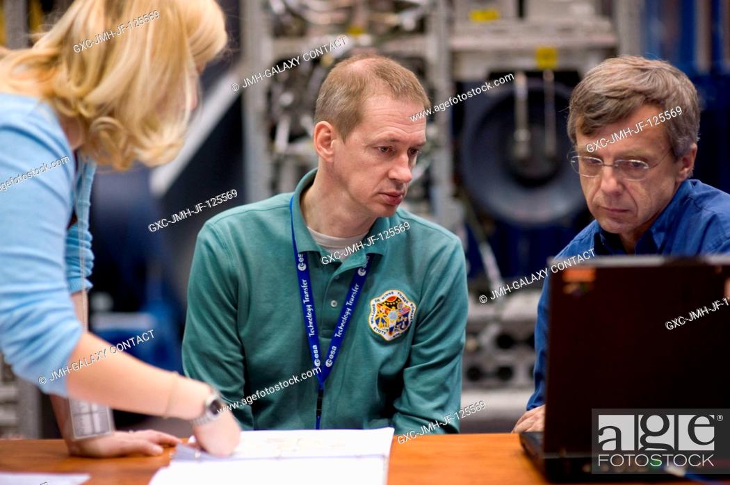 Stock Photo: European Space Agency (ESA) astronaut Frank De Winne (seated left), Expedition 20 flight engineer and Expedition 21 commander; and Canadian Space Agency.