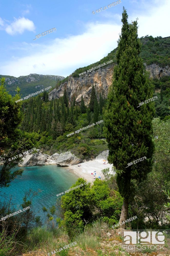 Stock Photo: Liapades beach, Bay of Paleokastritsa, Corfu, Ionian Islands, Greece, Europe.
