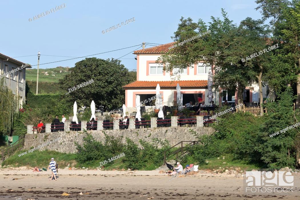 Stock Photo: The Beach of Poo, is located in Poo, in the western half of the Llanes council, Asturias. It is framed on the beaches of the Eastern Coast of Asturias.