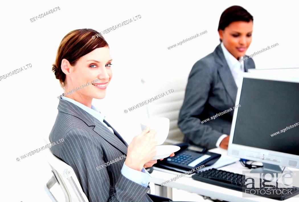 Stock Photo: Portrait of a smiling business partners.
