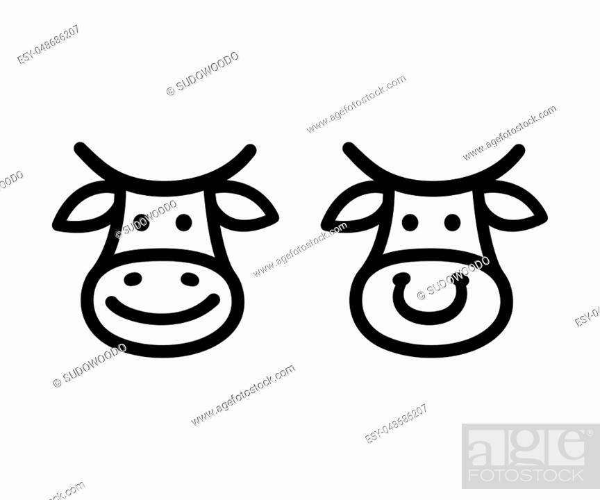 Cute cartoon cow face icon, smiling and with nose ring. Hand drawn doodle  style logo illustration, Stock Vector, Vector And Low Budget Royalty Free  Image. Pic. ESY-048686207 | agefotostock