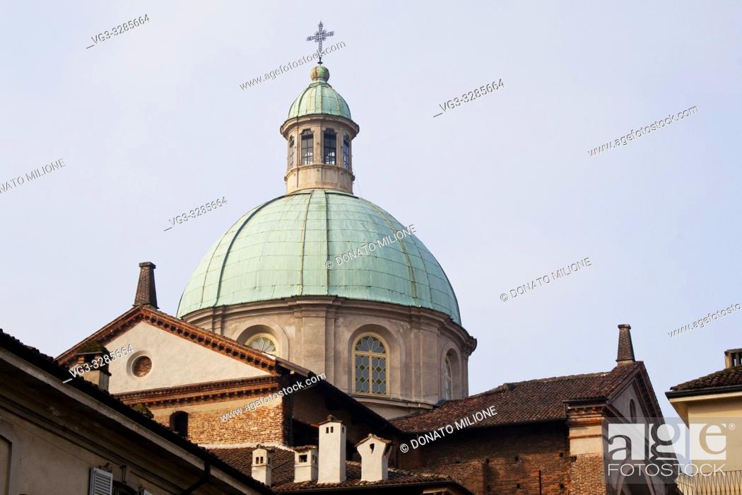 Stock Photo: Vigevano, Pavia, Lombardy, Northern Italy. The cathedral of Sant'Ambrogio (St. Ambrose) or Duomo of Vigevano. It was started by Francesco II Sforza in 1532.