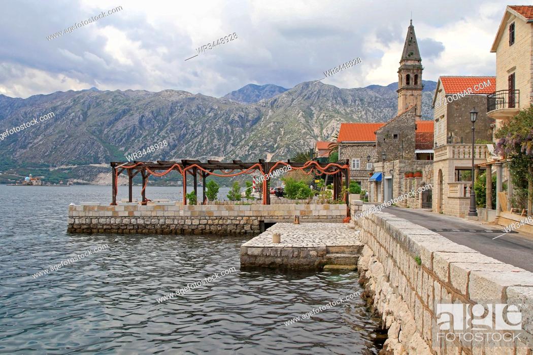 Stock Photo: Perast, Montenegro - April 15, 2011: Small Stone Town at Kotor Bay in Perast, Montenegro.