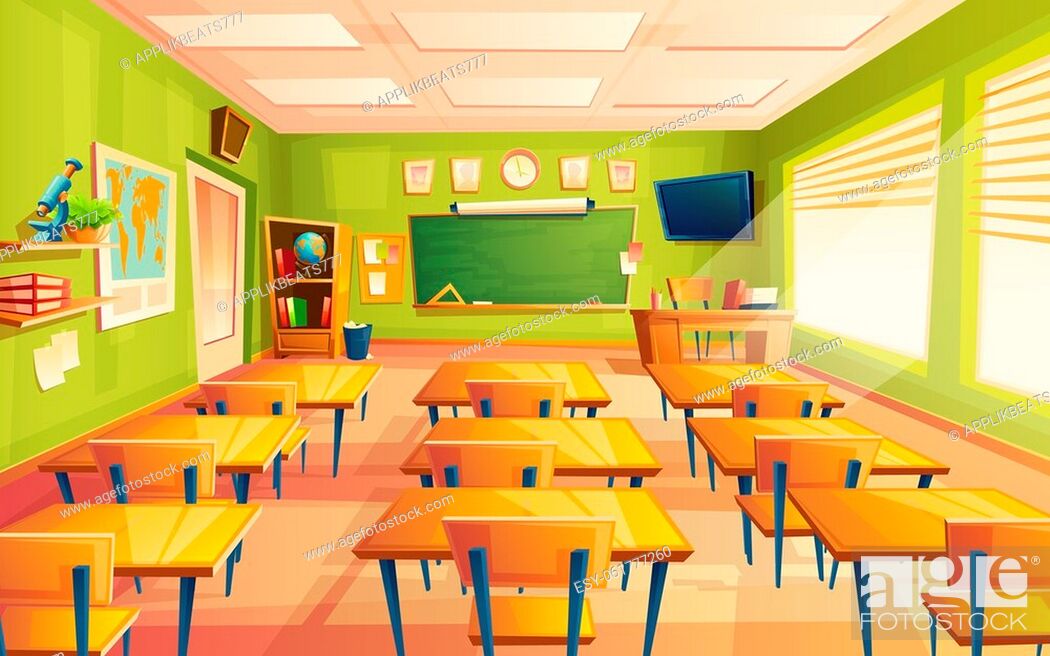 Vector cartoon empty elementary or high school, college, university  classroom background, Stock Photo, Picture And Low Budget Royalty Free  Image. Pic. ESY-061777260 | agefotostock