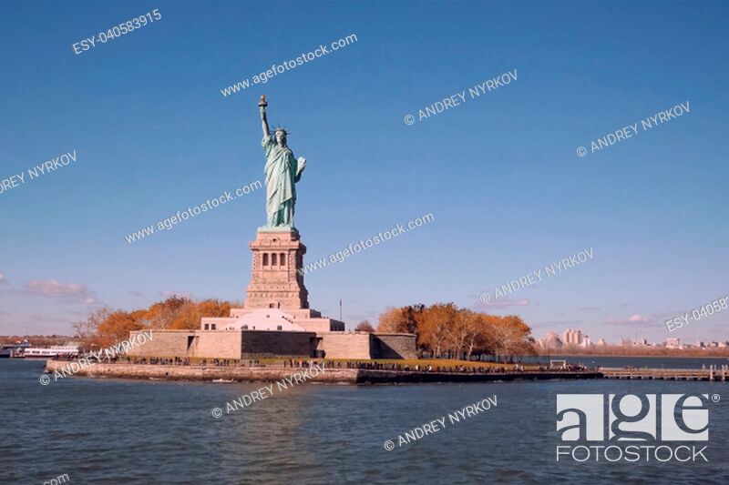 Stock Photo: New York, USA - October 15, 2017: Statue of Liberty is the symbol of America. Free people. The symbol of freedom.