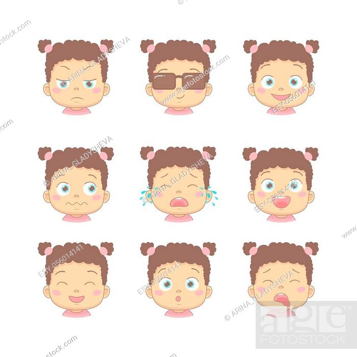 Set of cute cartoon baby with different funny emotions in flat design cartoon  character, Stock Vector, Vector And Low Budget Royalty Free Image. Pic.  ESY-056014141 | agefotostock