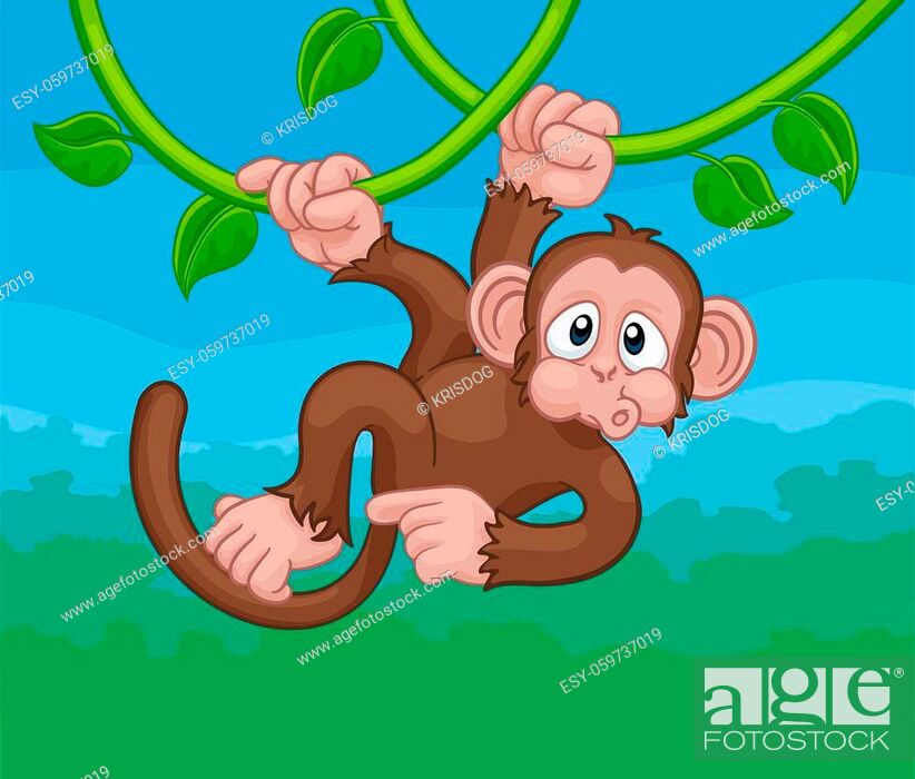 A monkey cartoon character singing on jungle vines and pointing, Stock  Vector, Vector And Low Budget Royalty Free Image. Pic. ESY-059737019 |  agefotostock