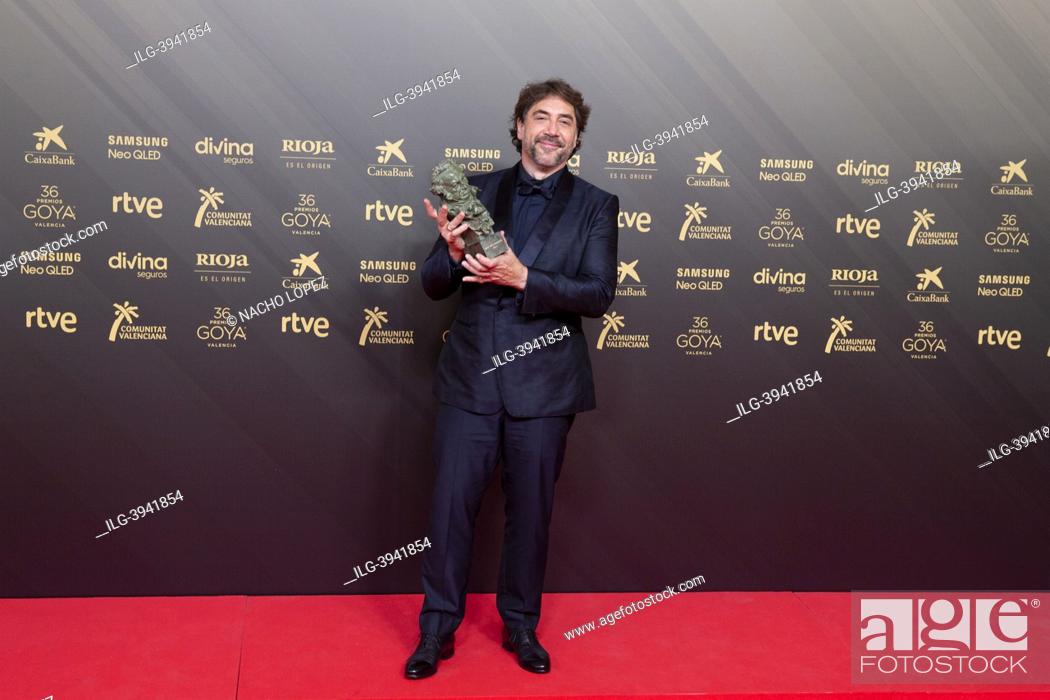 Stock Photo: Javier Bardem attends to Goya Cinema Awards 2022 red carpet at Palau de les Arts photocall on February 13, 2022 in Valencia, Spain.