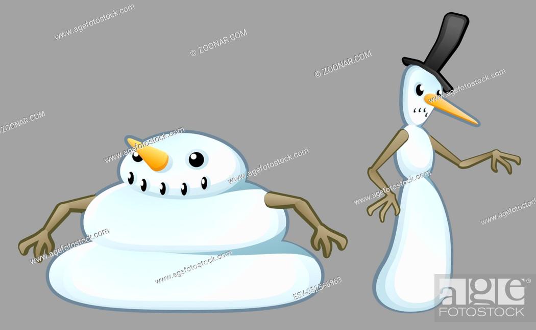 Snowmen characters fat and thin pair cartoon, vector illustration,  isolated, Stock Photo, Picture And Low Budget Royalty Free Image. Pic.  ESY-052566863 | agefotostock