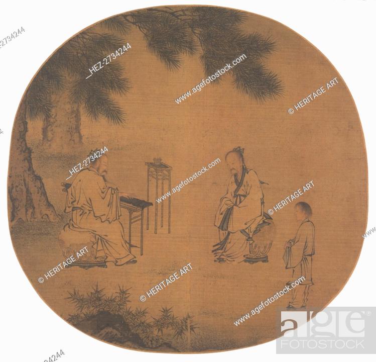 Stock Photo: Listening to the Qin (Zither), 1150 - after 1225. Creator: Liu Songnian (Chinese, c. 1150-after 1225).