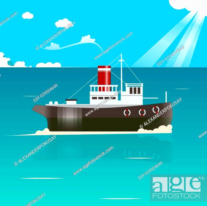 Fishing boat on the water. Cartoon colorful vector illustration, Stock  Vector, Vector And Low Budget Royalty Free Image. Pic. ESY-029504649 |  agefotostock