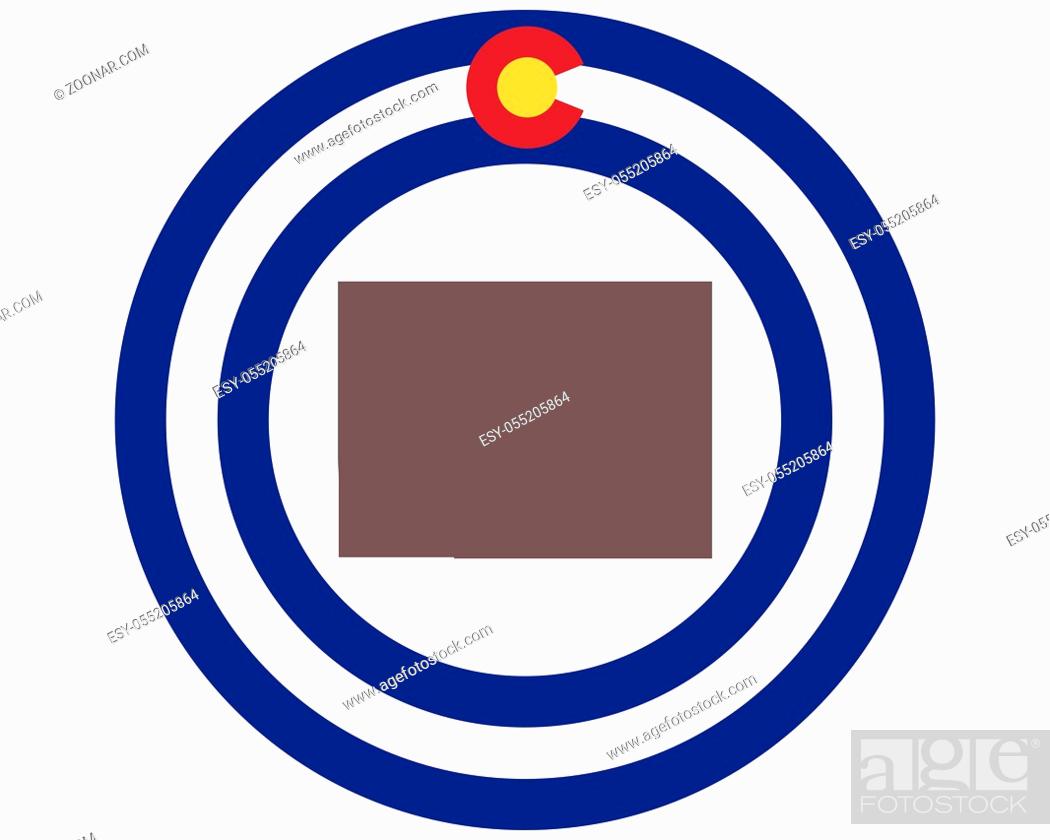 Stock Photo: Landkarte von Colorado auf Hintergrund mit Fahne - Map of Colorado on background with flag.