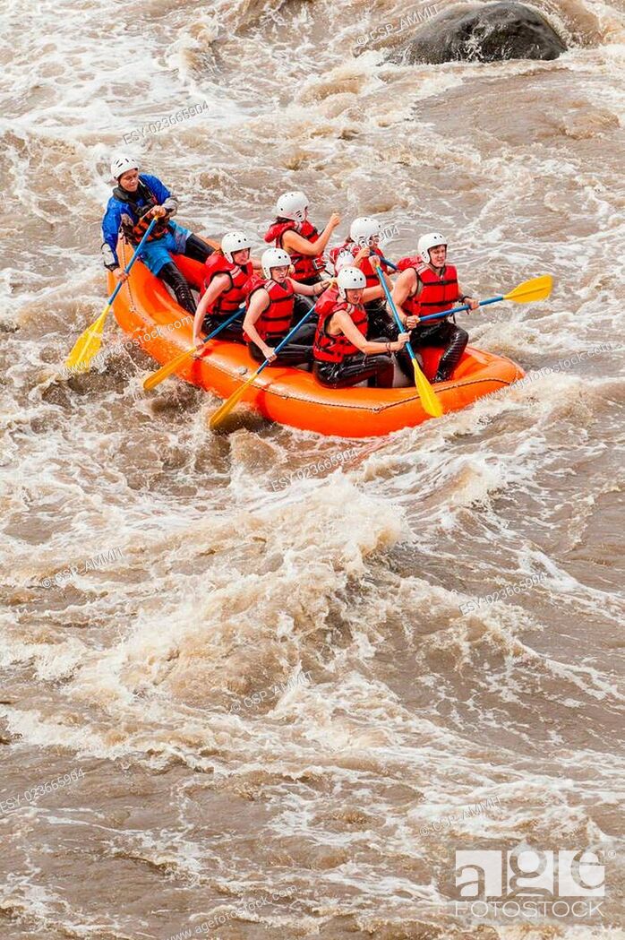 Stock Photo: Whitewater River Rafting Boat Adventure.
