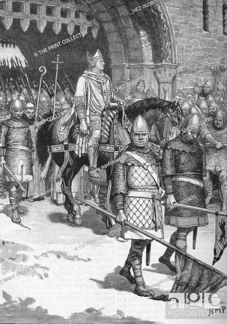 Stock Photo: Departure of Bishop Odo from Rochester, 1088 (1905). The half-brother of William the Conqueror, Odo (1030-1097) was Bishop of Bayeux and was made Earl of Kent.
