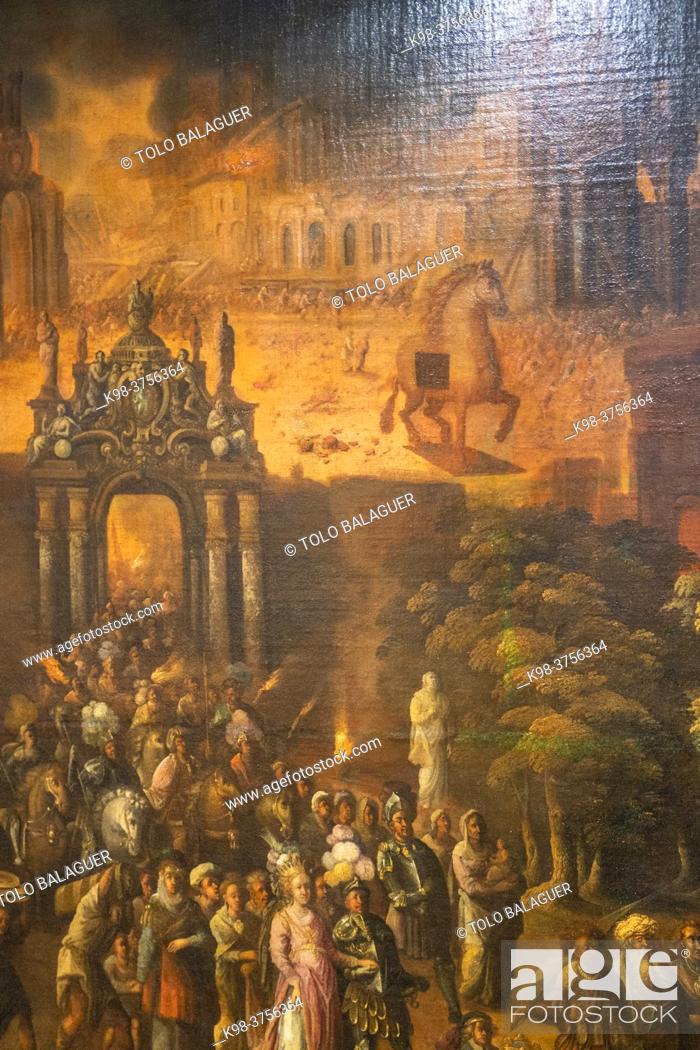 Stock Photo: the sack of Troy, 17th century, oil on canvas, Miquel Bestard, Can Puig, Palma, Mallorca, Balearic Islands, Spain.