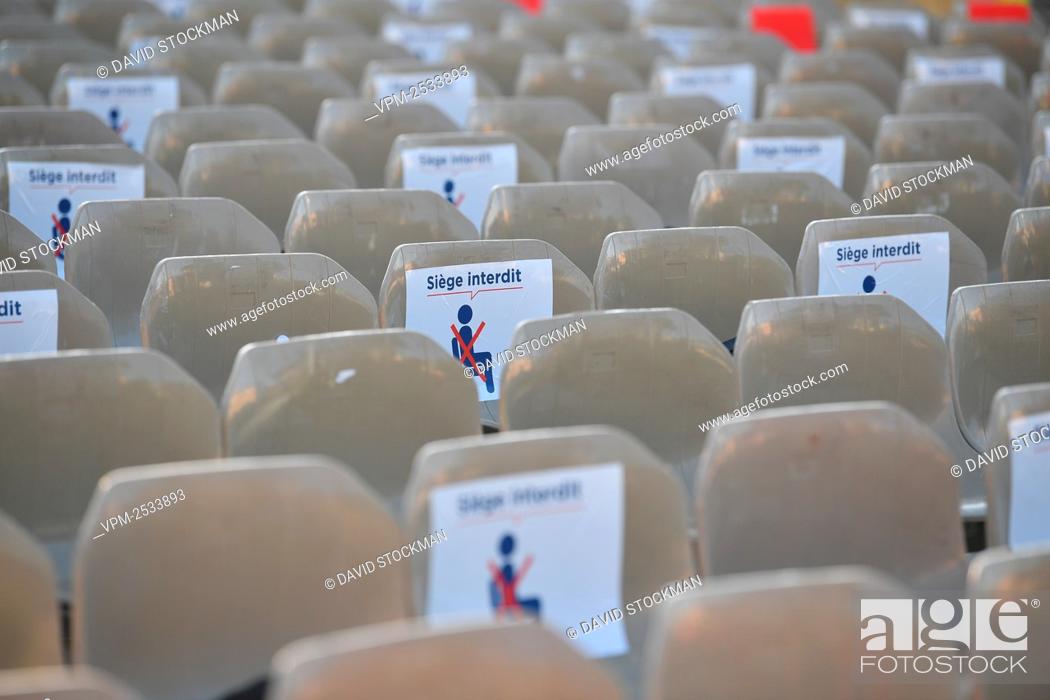 Stock Photo: Reserved seating pictured at the team presentation ahead of the 107th edition of the Tour de France cycling race, in Nice, France, Thursday 27 August 2020.