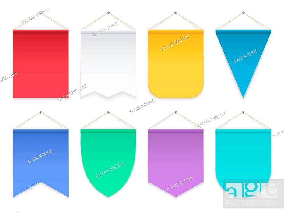 Color pennant. Triangle hanging banners and flags. Fabric football Pertaining To Triangle Pennant Banner Template