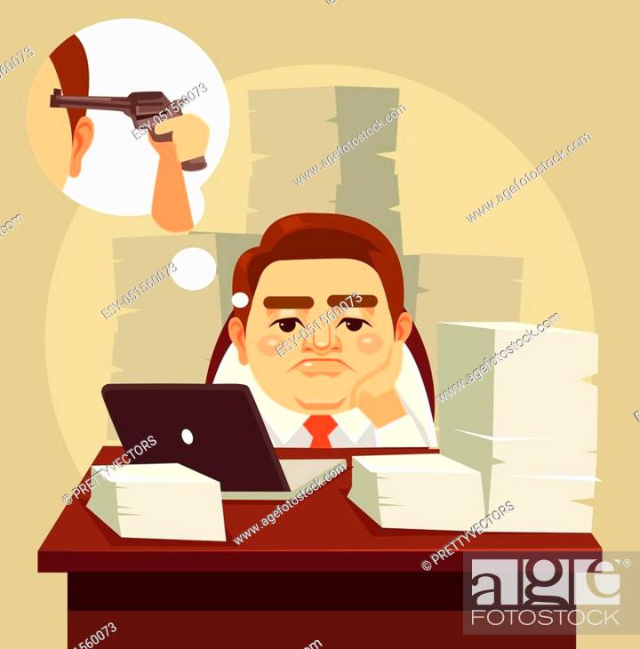 Hard work tired lazy office worker man character. Vector flat cartoon  illustration, Stock Vector, Vector And Low Budget Royalty Free Image. Pic.  ESY-051560073 | agefotostock