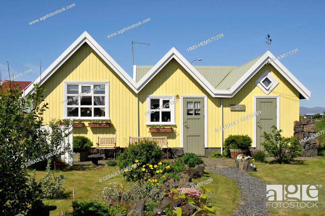Stock Photo: Iceland, Sudurland Region, Eyrarbakki, traditional houses.