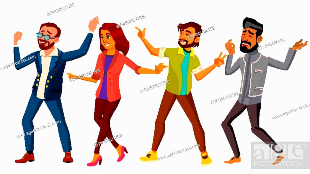 Dancing People Set Vector. Happy Dancer Poses. Retro Disco Party, Stock  Vector, Vector And Low Budget Royalty Free Image. Pic. ESY-046406192 |  agefotostock