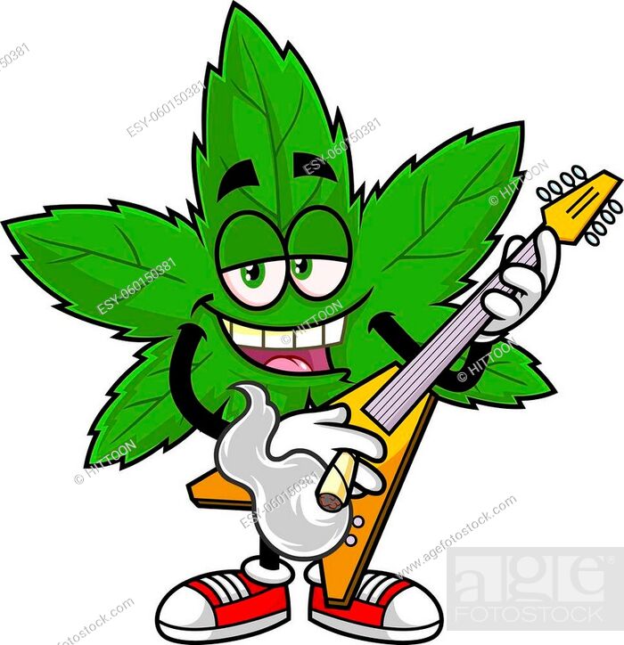 Happy Marijuana Leaf Cartoon Character With Guitar Smoking A Joint, Stock  Vector, Vector And Low Budget Royalty Free Image. Pic. ESY-060150381 |  agefotostock