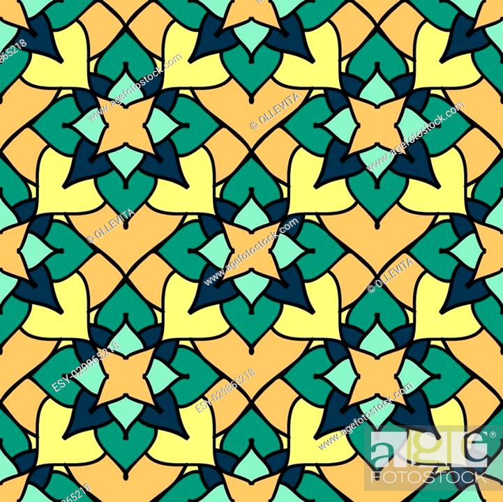 Stock Vector: Colorful Moroccan tiles ornaments. Can be used for wallpaper, pattern fills, web page background, surface textures. Vector illustration.