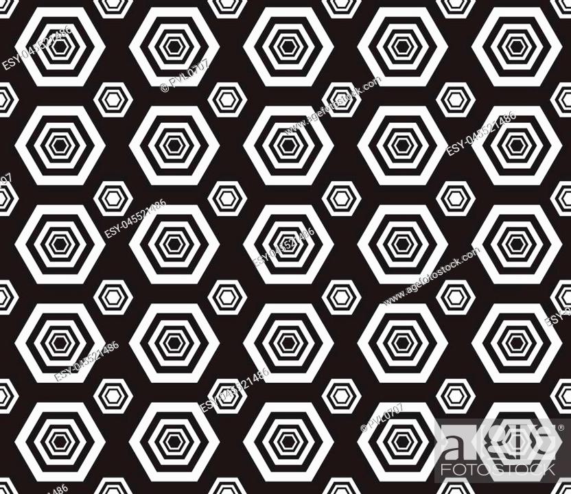 Stock Vector: Seamless black - white geometric pattern vector illustration.