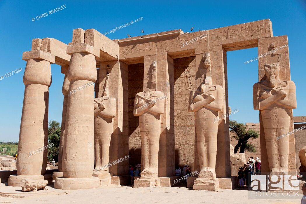 Stock Photo: Osiris pillars in 2nd court, Ramesseum funerary temple, West Bank; Luxor, Egypt.