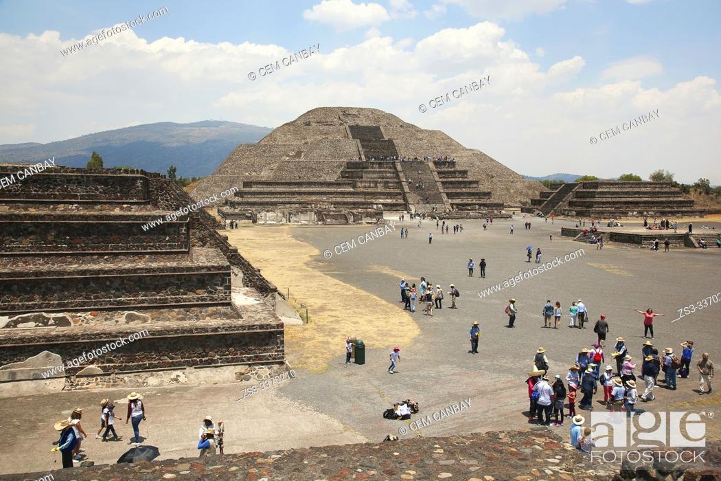 Stock Photo: View to the Pyramid Of The Moon- Piramide de la Luna in Teotihuacan Archaeological Site, Mexico City, Mexico, Central America.