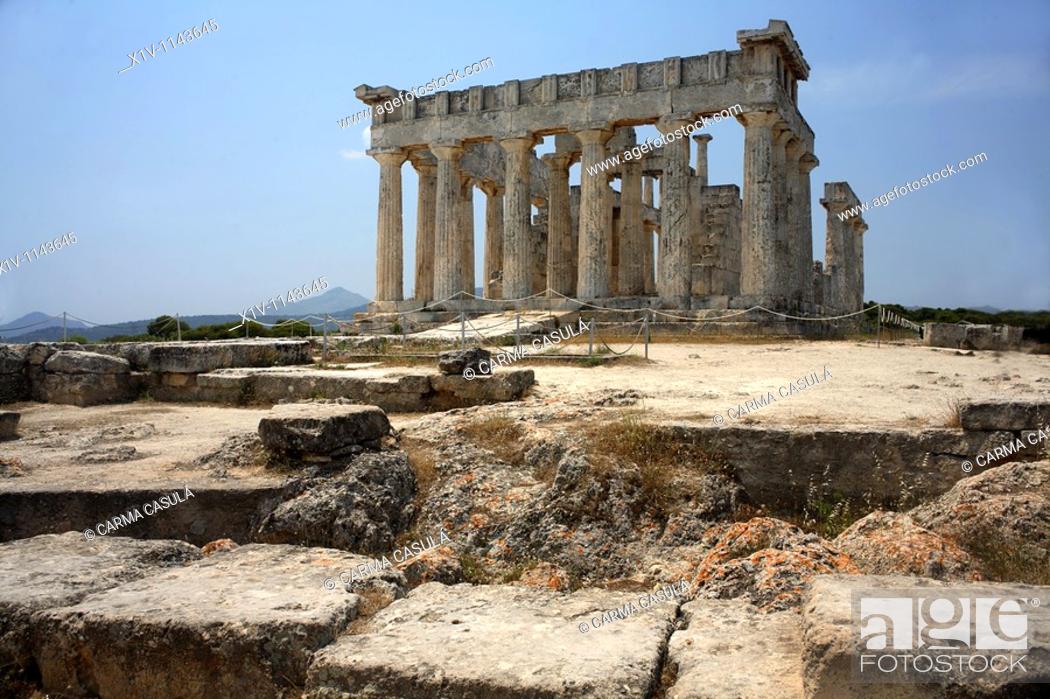 Stock Photo: Aphaia Greek temple on the island of Aegina.