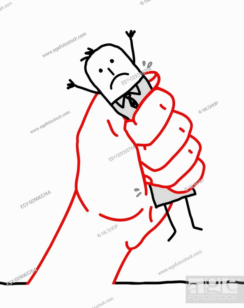 big hand and cartoon businessman - under pressure, Stock Photo, Picture And  Low Budget Royalty Free Image. Pic. ESY-029065764 | agefotostock