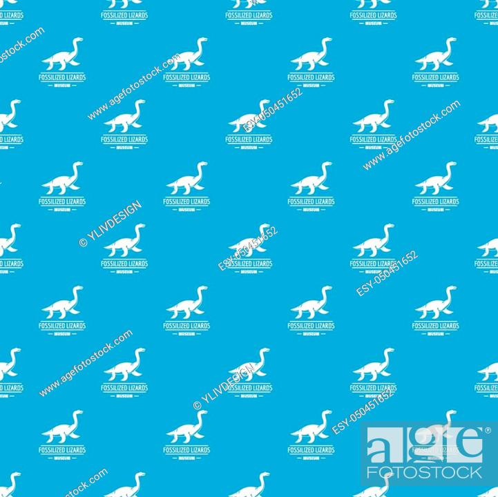 Stock Vector: Jurassic museum pattern vector seamless blue repeat for any use.