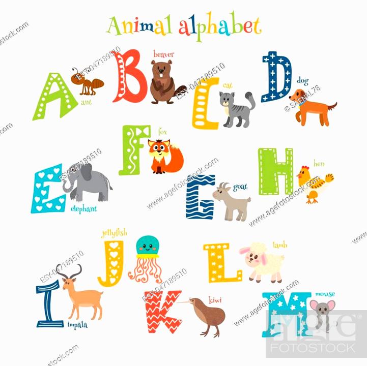 Zoo. Cute cartoon animals alphabet from A to M in cartoon style, Stock  Vector, Vector And Low Budget Royalty Free Image. Pic. ESY-047189510 |  agefotostock