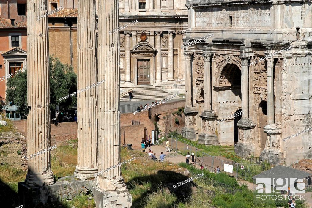Stock Photo: Repubblica Italiana, Italia, Italie, Italy, Italien, Roma, Rom, antiques Rom, Empire Romain, Foro Rommano, Forum Romanum, die Monumente, Monuments.