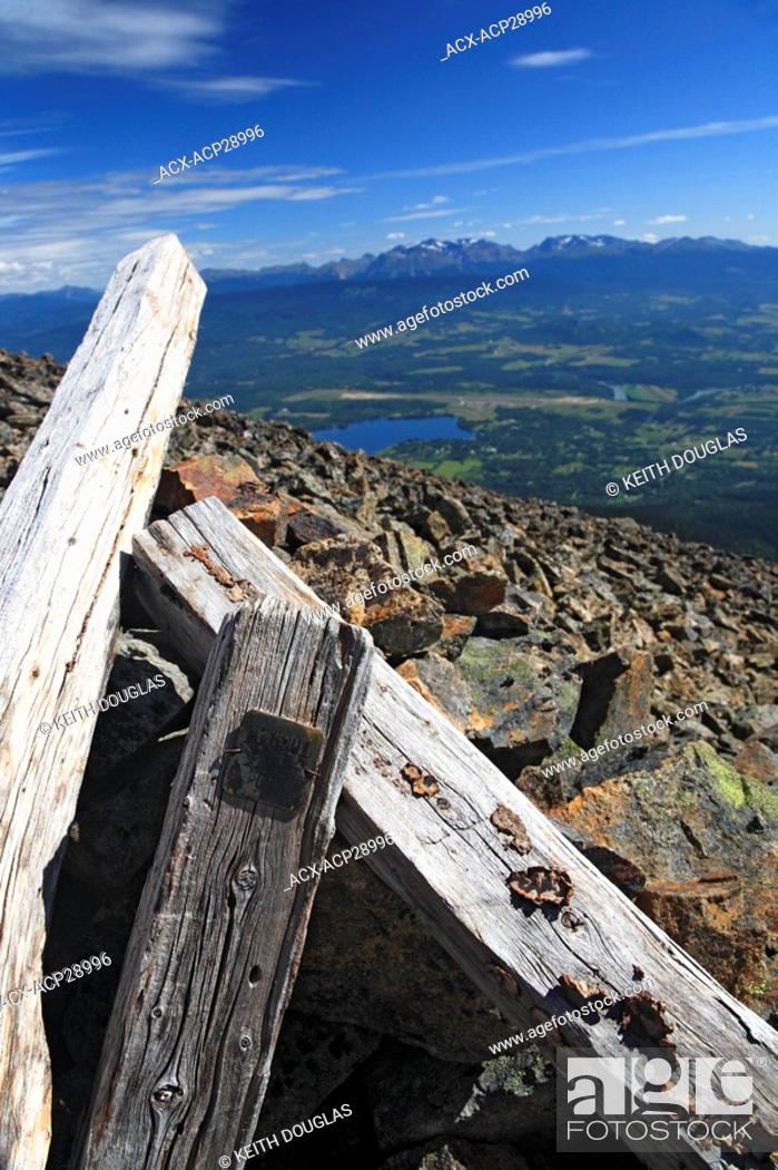 Stock Photo: Old mining claims posts in alpine, Hudson Bay Mountain, Smithers, British Columbia.