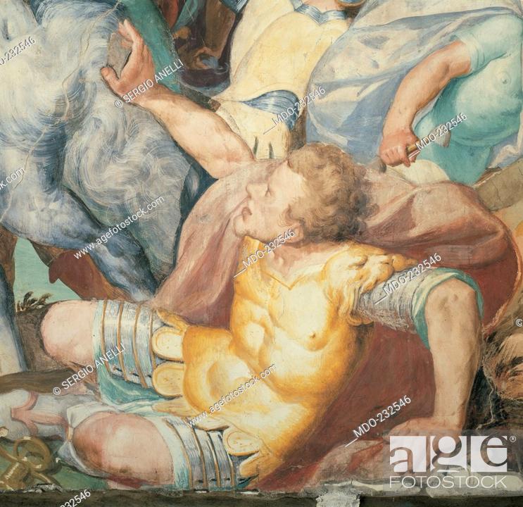 Stock Photo: Oratory of the Gonfalone: Saul on the Road to Damascus, by Crespi Giovan Battista known as Cerano, 16th Century, fresco. Italy; Piemonte; Novara; Trecate;.